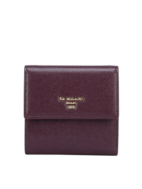 

Da Milano Women Burgundy Textured Leather RFID Three Fold Wallet