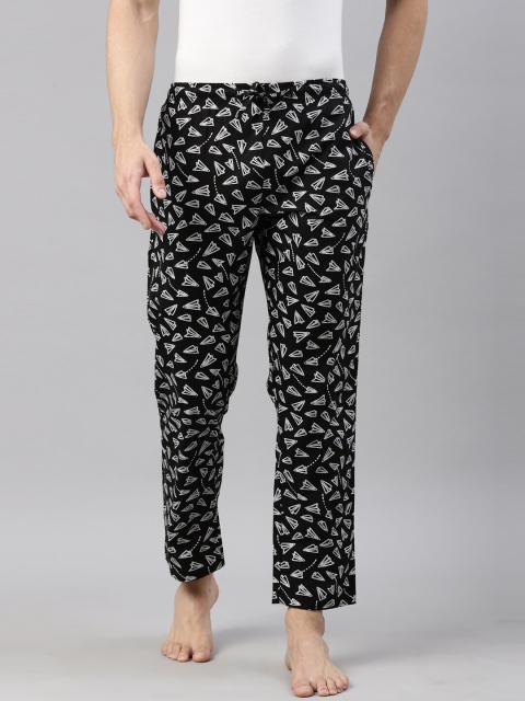 

Joven Men Black & White Printed Pure Cotton Lounge Pants