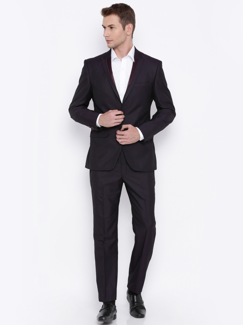 

Park Avenue Men Purple Single-Breasted Super Slim Fit Formal Suit