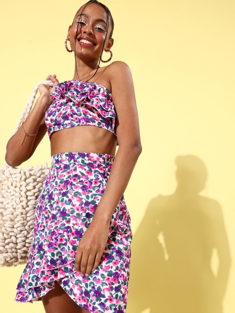 

StyleCast Women Purple Printed Top With Skirt