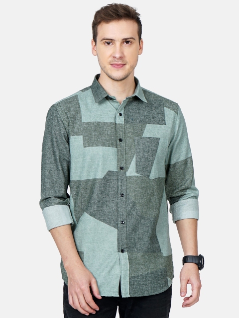 

SORATIA Men Green Slim Fit Printed Casual Shirt