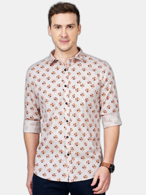 

SORATIA Men Cream-Coloured Slim Fit Floral Printed Casual Shirt