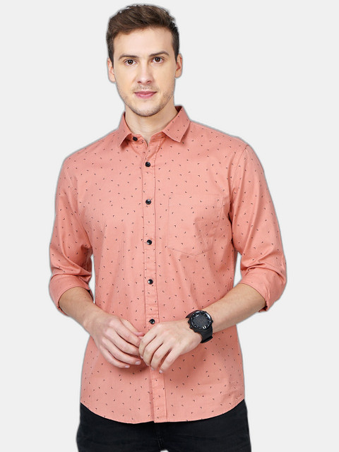

SORATIA Men Orange Slim Fit Printed Casual Shirt