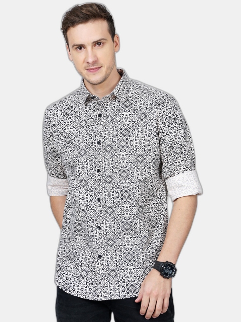 

SORATIA Men White Slim Fit Floral Printed Casual Shirt