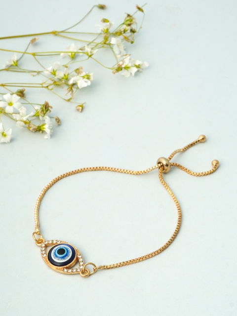 

Ferosh Women Gold-Toned & Blue Evil Eye Chain Charm Bracelet