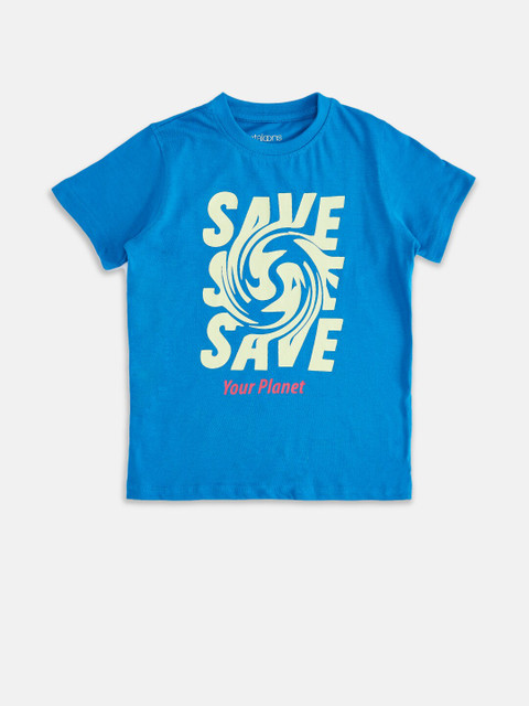 

Pantaloons Junior Boys Blue Typography Printed T-shirt