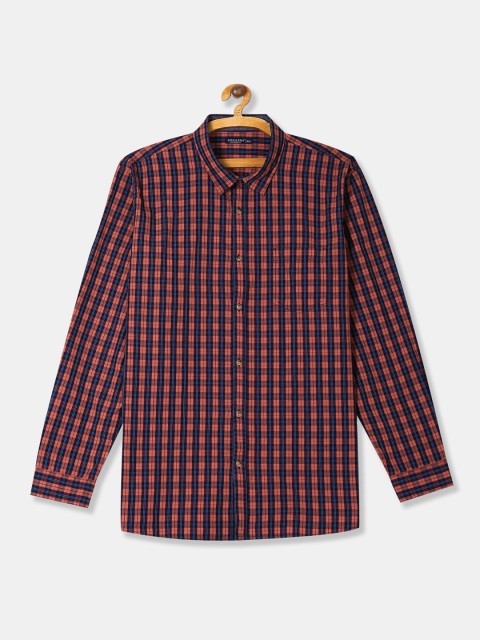 

Ruggers Men Orange Checked Casual Shirt