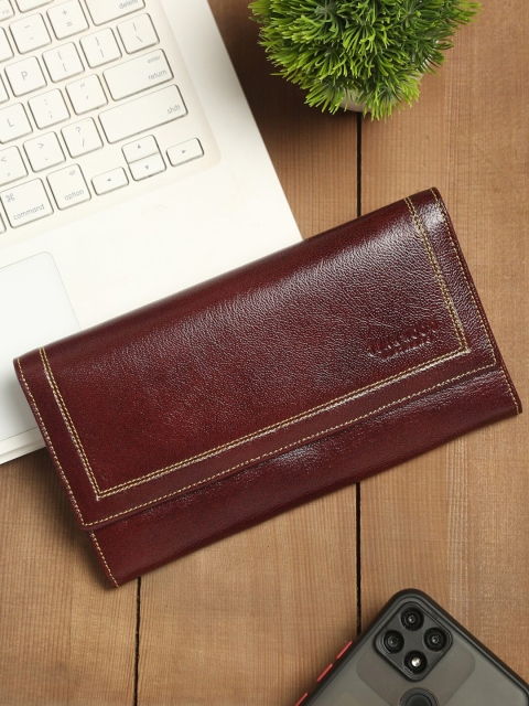 

Teakwood Leathers Women Maroon Leather Two Fold Wallet