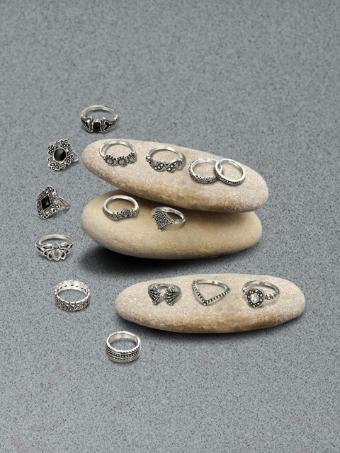 

LYKKEIN Set Of 15 Silver-Toned Finger Rings