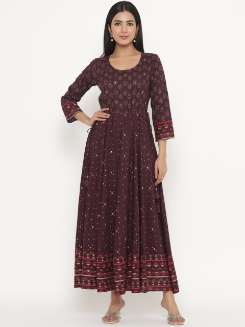 

JAVTA Women Red Ethnic Motifs Printed Anarkali Kurta