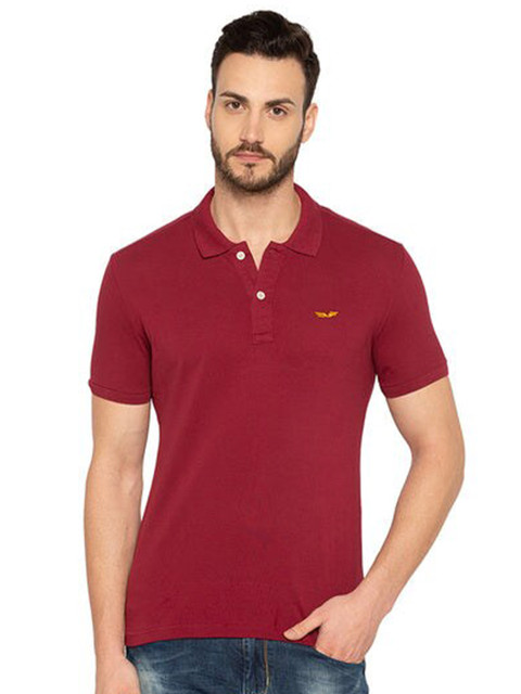 

Status Quo Men Maroon Polo Collar Applique T-shirt