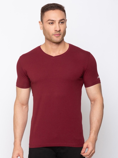 

Status Quo Men Maroon V-Neck Cotton T-shirt