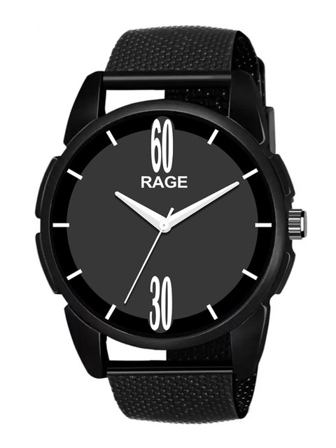 

Rage Enterprise Men Black Brass Dial & Black Straps Analogue Watch