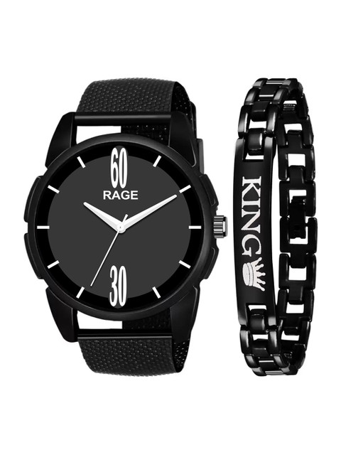 

Rage Enterprise Men Black Brass Dial & Black Bracelet Style Straps Analogue Watch R-762-516-Black