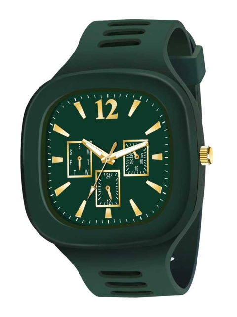 

Rage Enterprise Men Green Brass Dial & Green Straps Analogue Watch R-1103-Green