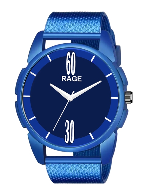 

Rage Enterprise Men Blue Brass Printed Dial & Blue Straps Analogue Watch R-762-Blue
