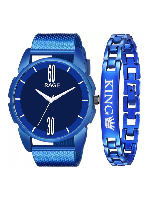 

Rage Enterprise Men Blue Brass Printed Dial & Blue Straps Analogue Watch R-762-517-Blue