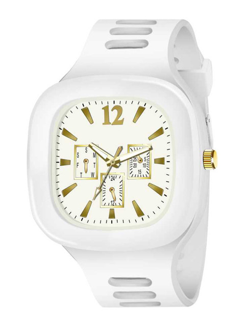 

Rage Enterprise Men White Brass Dial & White Straps Analogue Watch R-1103-White