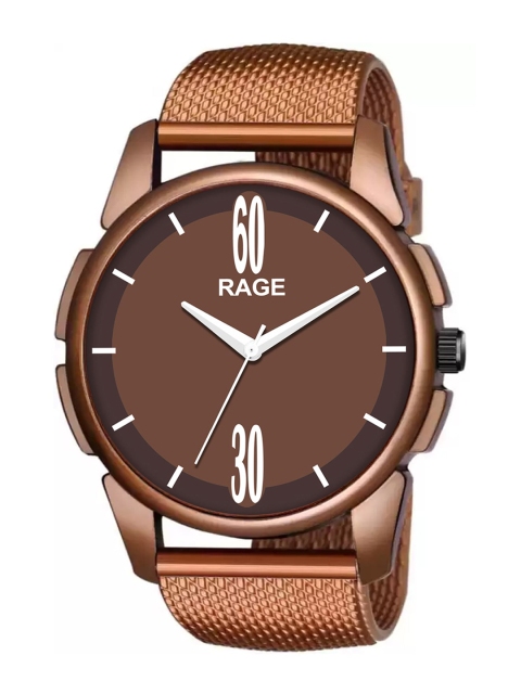 

Rage Enterprise Men Brown Brass Dial & Brown Straps Analogue Watch R-762-Brown