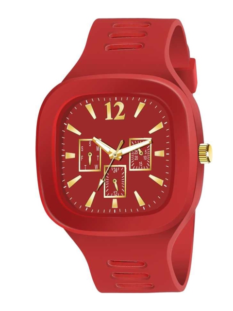 

Rage Enterprise Men Red Brass Dial & Red Straps Analogue Watch
