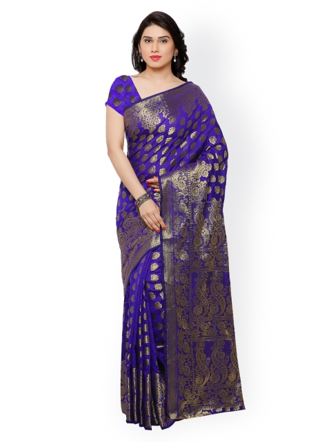 

Satrani Blue Chanderi Silk Traditional Saree