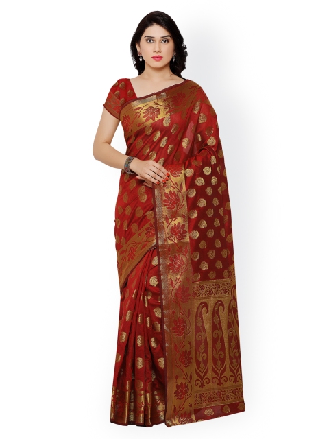 

Satrani Red Chanderi Silk Traditional Saree