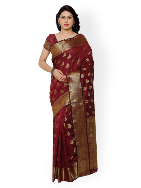 

Satrani Maroon Chanderi Silk Traditional Saree