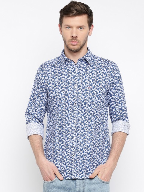 

Park Avenue Men Blue Slim Fit Floral Print Casual Shirt