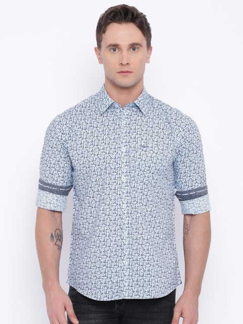 

Park Avenue Men Blue & White Slim Fit Printed Casual Shirt