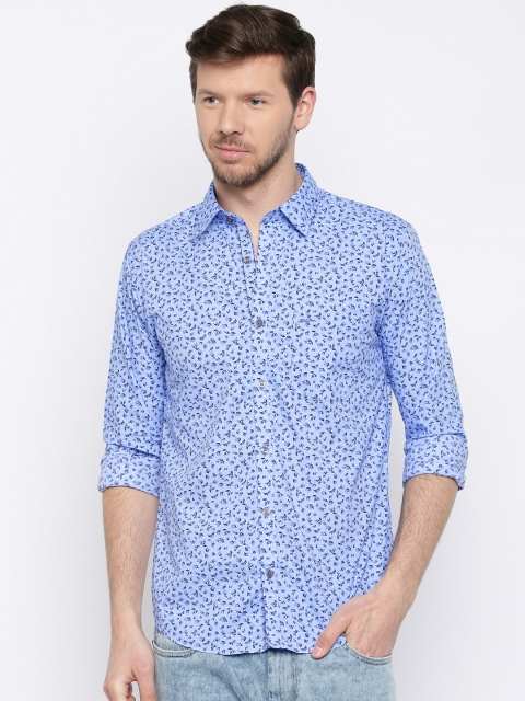 

Park Avenue Blue Slim Fit Printed Casual Shirt