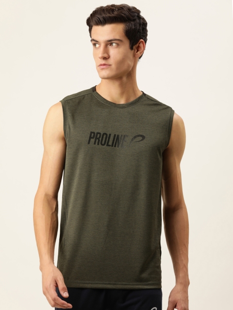 

Proline Active Men Olive Green Brand Logo Printed T-shirt