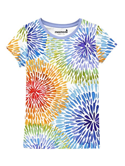 

mezmoda Girls Multicoloured Printed T-shirt, Multi