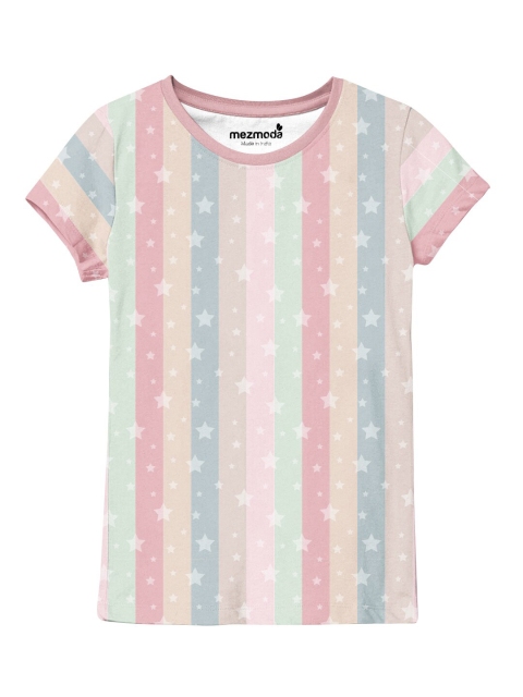 

mezmoda Girls Multicoloured Striped T-shirt, Multi