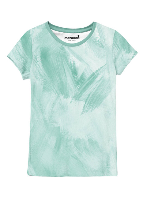 

mezmoda Girls Sea Green Printed T-shirt