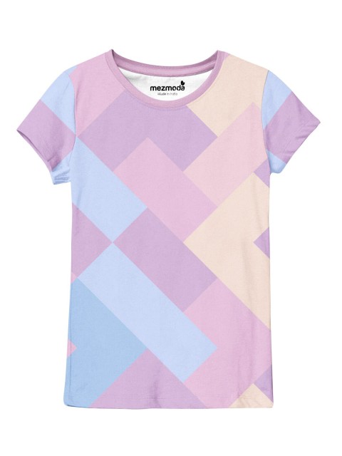 

mezmoda Girls Multicoloured Geometric Printed T-shirt, Multi