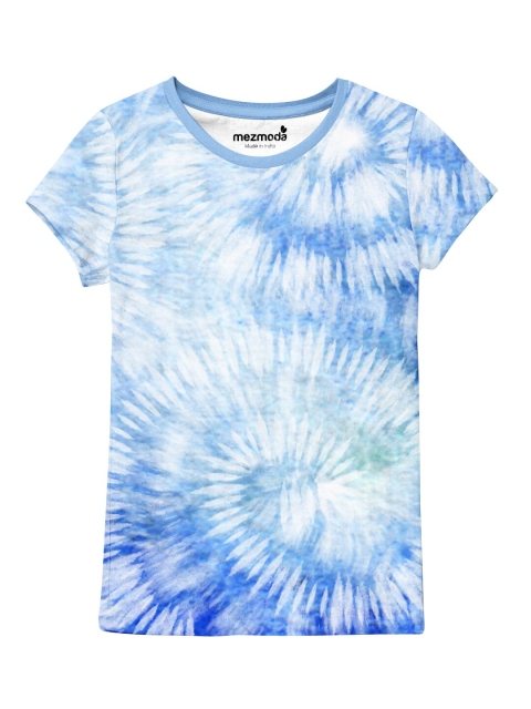 

mezmoda Girls Blue & White Tie and Dye Dyed T-shirt, Multi