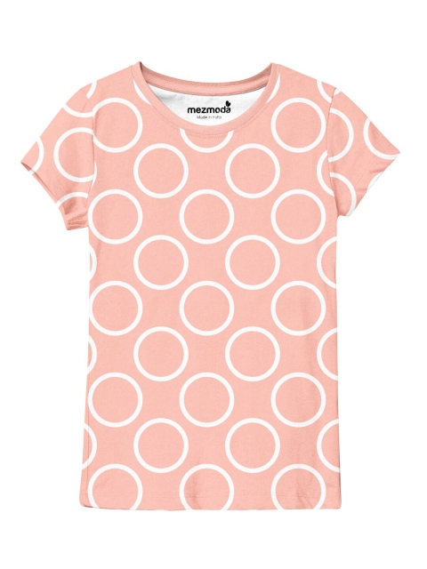 

mezmoda Girls Peach-Coloured Printed T-shirt