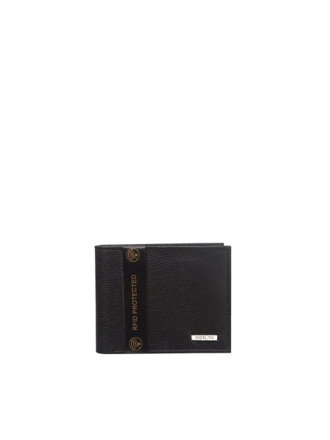 

Hidelink Men Black Embellished RFID Protected Animal Cruelty Free Two Fold Wallet