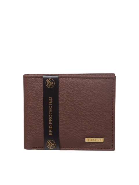 

Hidelink Men Brown & Black Solid Two Fold Wallet