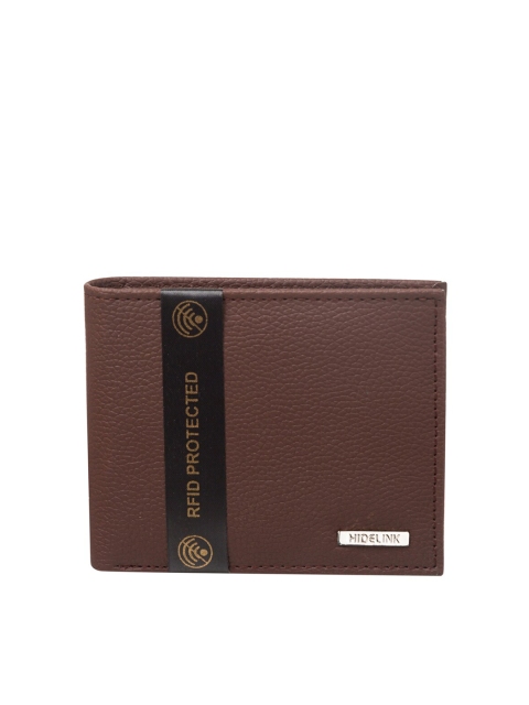 

Hidelink Men Brown RFID Protected Two Fold Wallet