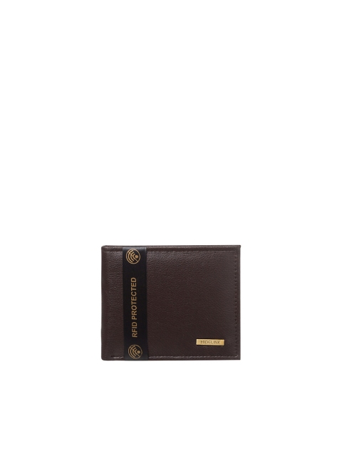 

Hidelink Men Brown Textured RFID Protected Animal Cruelty Free Two Fold Wallet