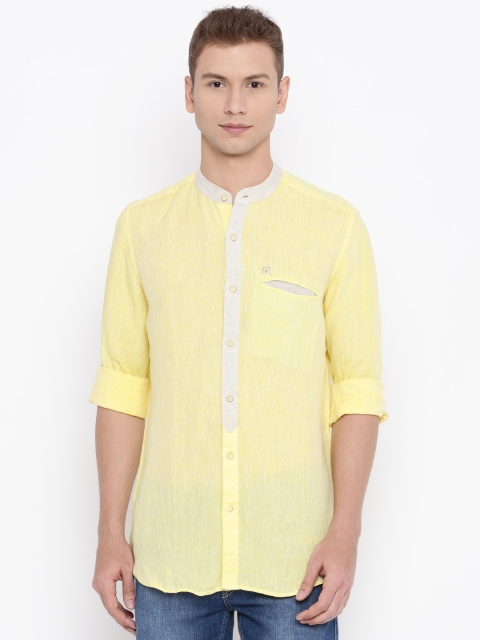 

Raymond Men Yellow Solid Linen Shirt