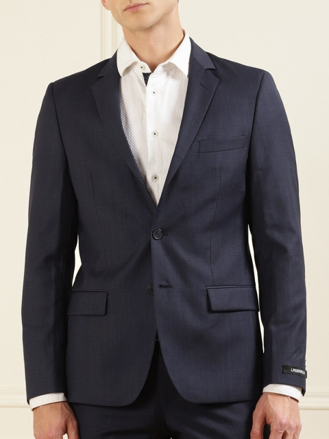 

LAGERFELD Men Navy Blue Lightweight Longline Tailored Jacket