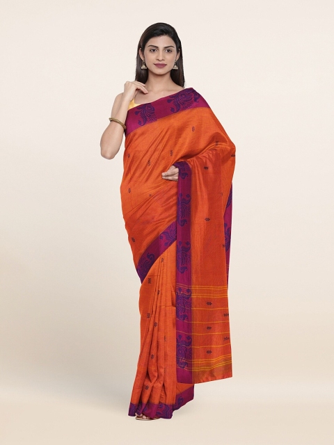 

Pothys Orange & Purple Ethnic Motifs Pure Cotton Saree