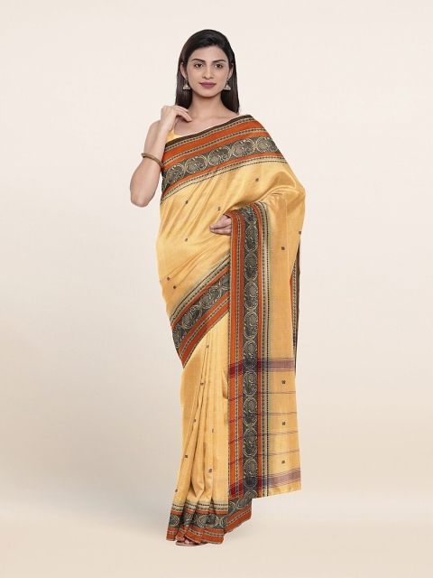 

Pothys Yellow & Charcoal Woven Design Pure Cotton Saree