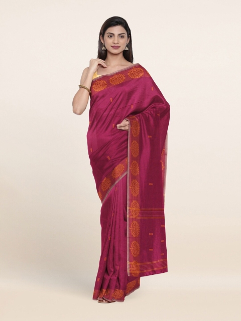 

Pothys Magenta & Orange Woven Design Pure Cotton Saree