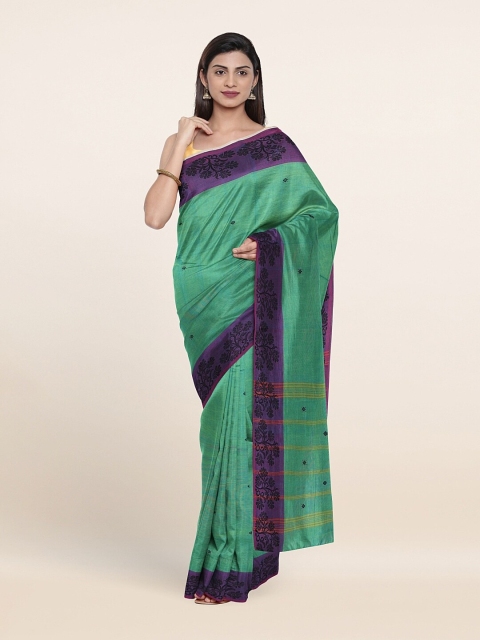 

Pothys Green & Violet Ethnic Motifs Zari Pure Cotton Saree