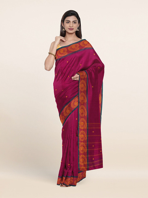 

Pothys Magenta & Golden Ethnic Motifs Pure Cotton Saree