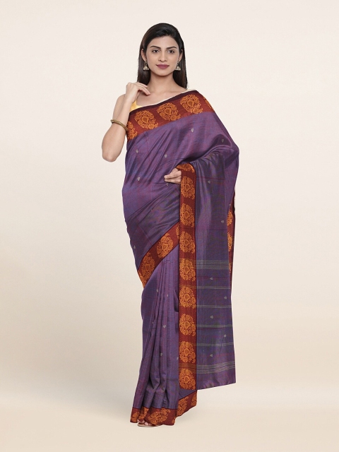 

Pothys Purple & Brown Ethnic Motifs Pure Cotton Saree