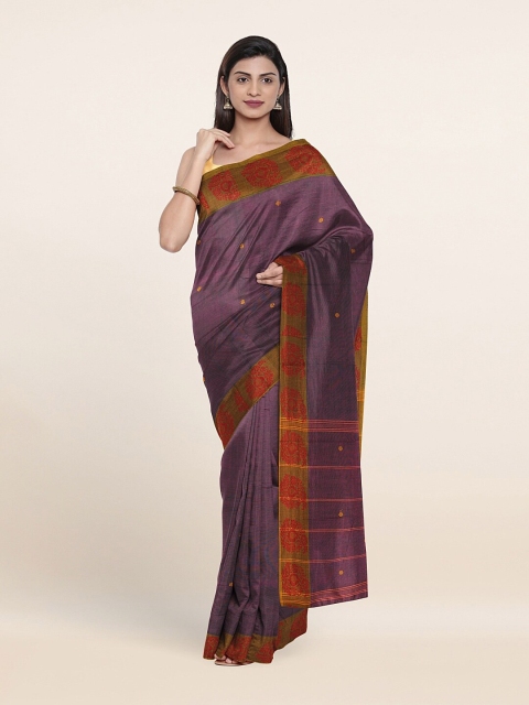 

Pothys Lavender & Gold-Toned Ethnic Motifs Pure Cotton Saree